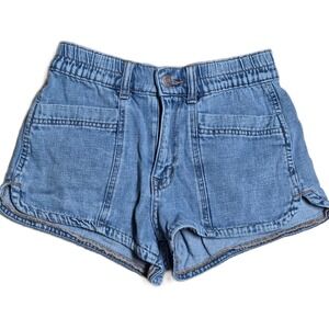 Aeropostale Pull On Shorty‎ Denim Jean Shorts Women's Size XS Blue Elastic Waist